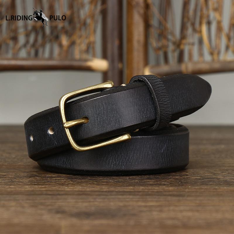 Thickened Genuine Leather Cowhide Belt for Women Pin Buckle Simple Retro Versatile Belt for Women