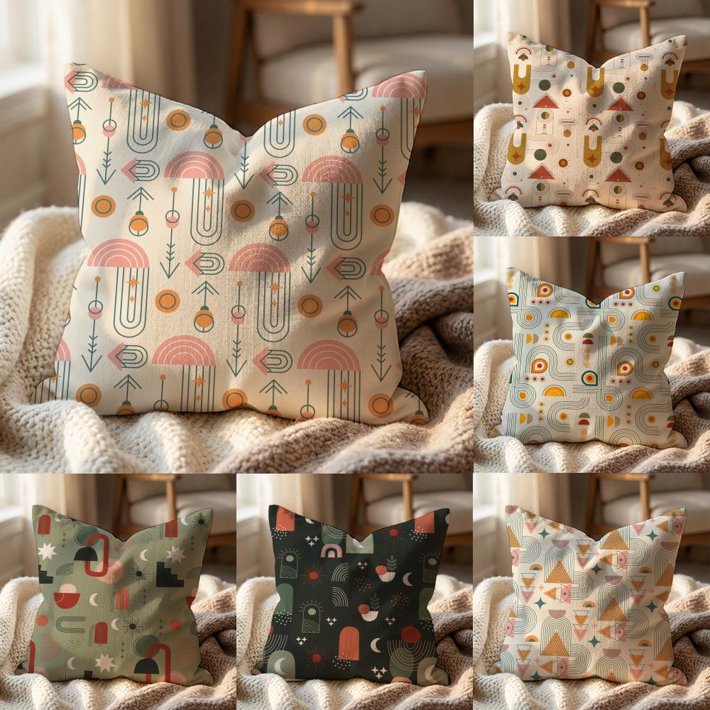 Boho Plant Nordic Cushion Cover Multi-Scene Pillow Cover for Home & Car - Reversible, Soft & Durable for Daily Use
