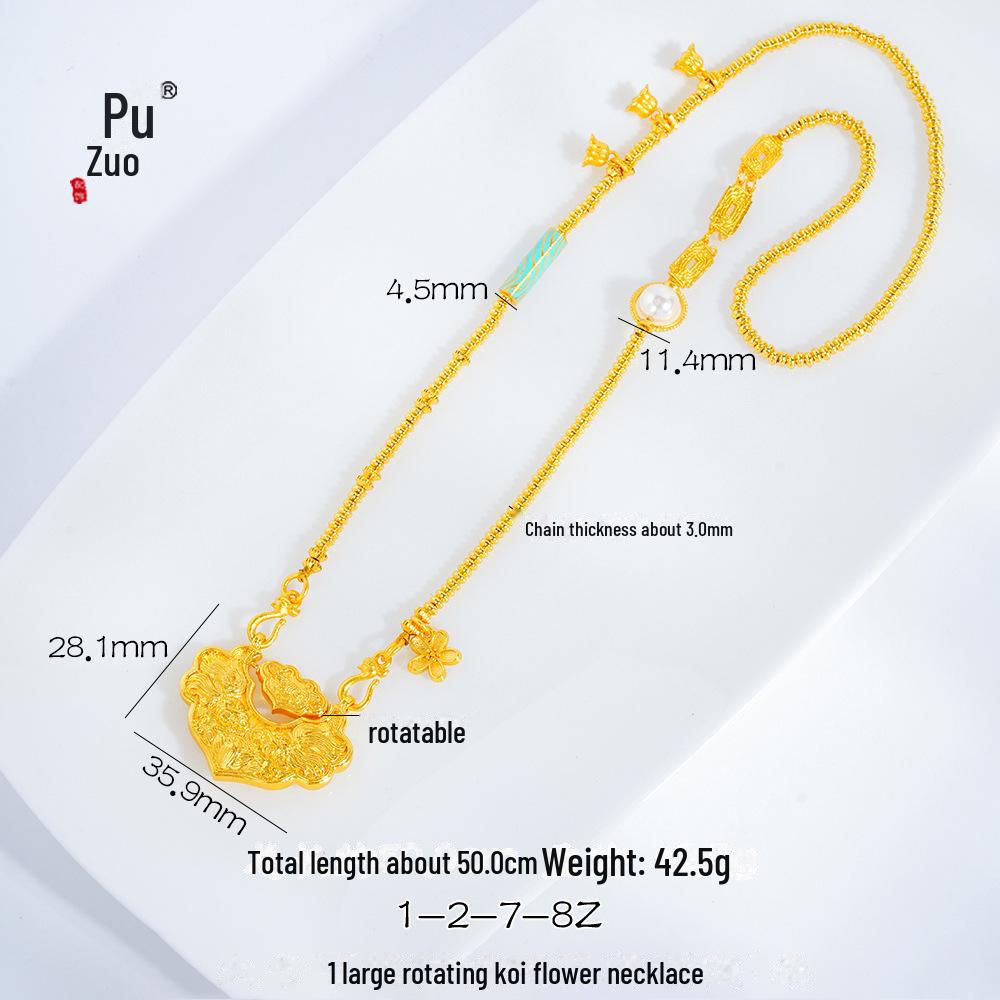 Gold Koi Wishful Lock Necklace & Sweater Chain for Women