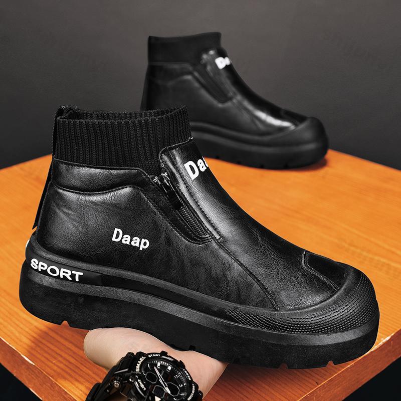 Fashion 2025 Autumn Retro British Style High Top Thick Soled Casual Shoes for Men Comfortable Versatile Non Slip Fashion Chunky sneakers