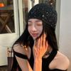 Warm Cap Bowknot Beanies Hat Black Knit Cap Casual Sequin Knitted Hat  Autumn