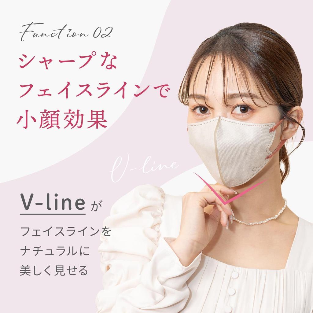 Nonwoven 30 Regular 3D Face Slimming Makeup Color Mask Beige X [Mask Habit] E-line Masks, Count, Size, Mask, Effect, Resistant, (Pink Brown)