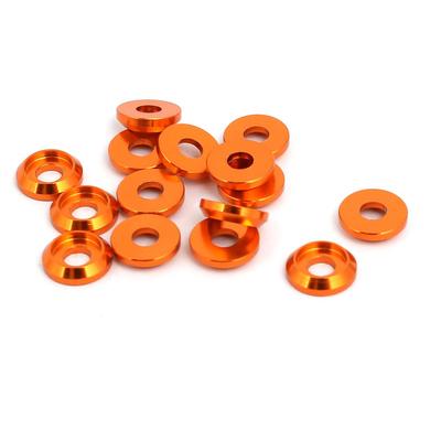 M3 Aluminum Alloy Fender Washer Bumper Engine Dress Up Orange 15pcs