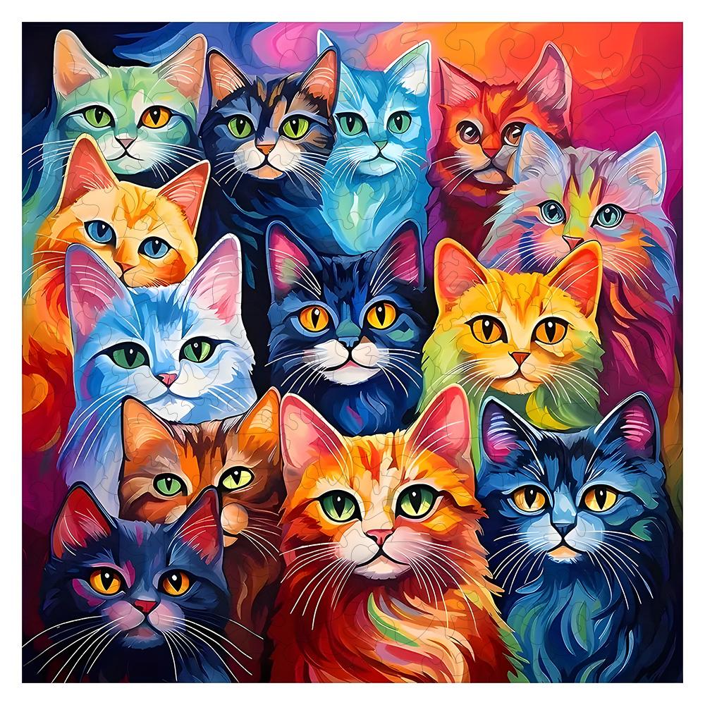 Cat Themed Wooden Puzzle - Adult Specific Unique Shape Brain Teasers, Birthday And Christmas Gifts - Suitable For Friends Game