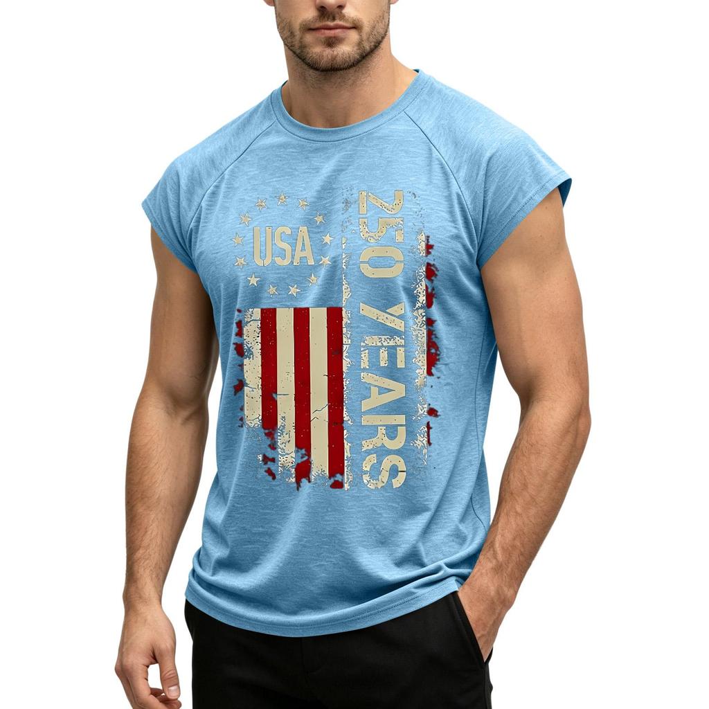 Men's Sleeveless Muscle Tank Top USA Flag Graphic Print Casual Athletic Fit Summer Shirt Lightweight Breathable Fabric