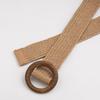 Bohemian-style Belt with Round Wood Buckle, Natural Country Stretch Pp Grass, Natural Women's Belt, Versatile Vacation Belt