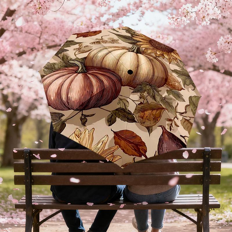 1PC Pumpkin Sunflower Umbrella-8-Rib Reinforced, Automatic Open, Lightweight & Durable, Fashion Accessory for Outdoor-D385