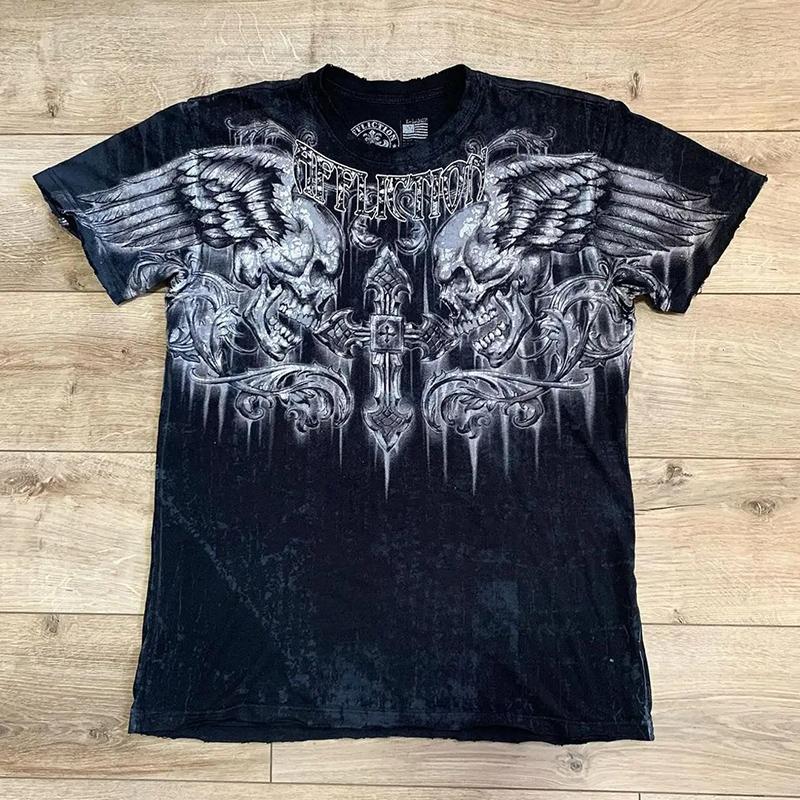 Y2K Ρετρό T-shirt Νέο Harajuku Χιπ-χοπ Στρογγυλή Λαιμόκοψη Κοντομάνικο Γοτθική Εκτύπωση Γράμμα Φαρδύ Τοπ Ρούχα Δρόμου