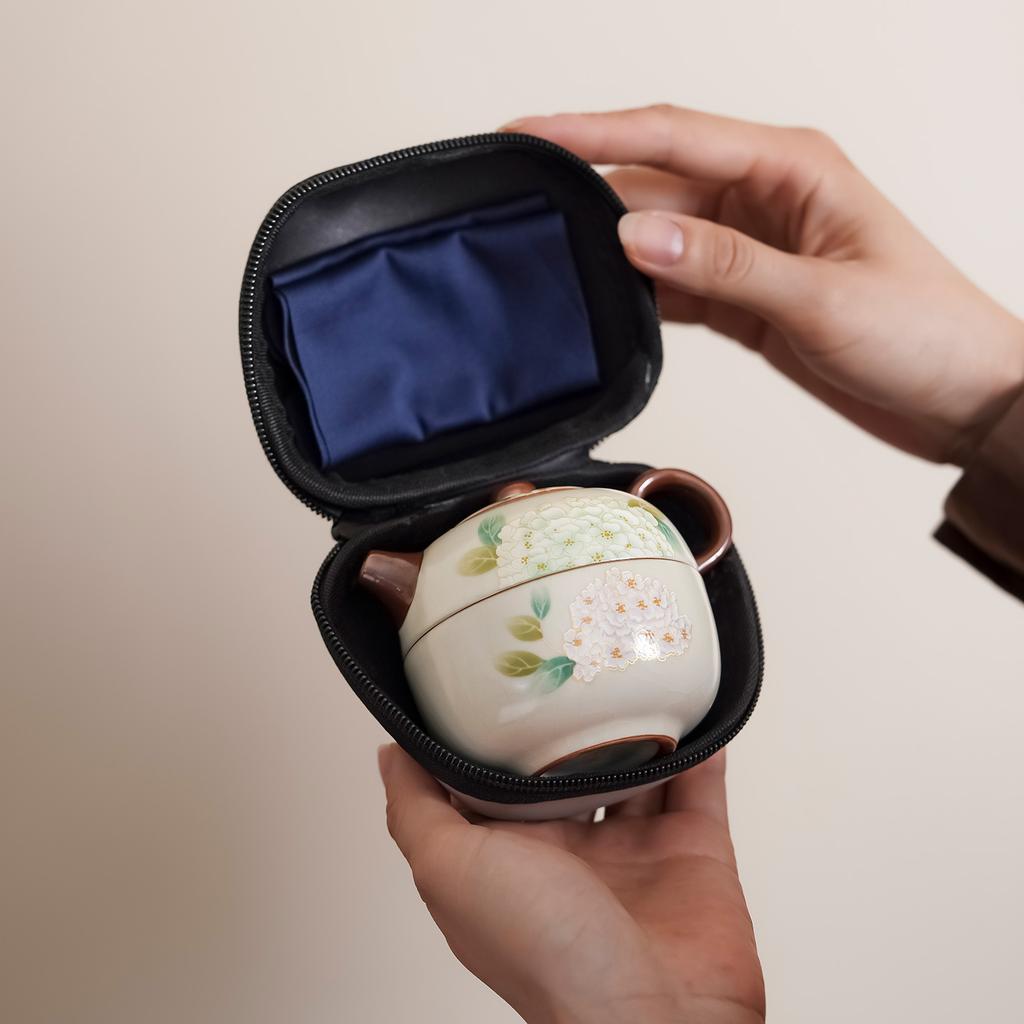 New Chinese-style Ru kiln Wanhua tea set, one pot and one cup, small set can be used as a hand gift for home use