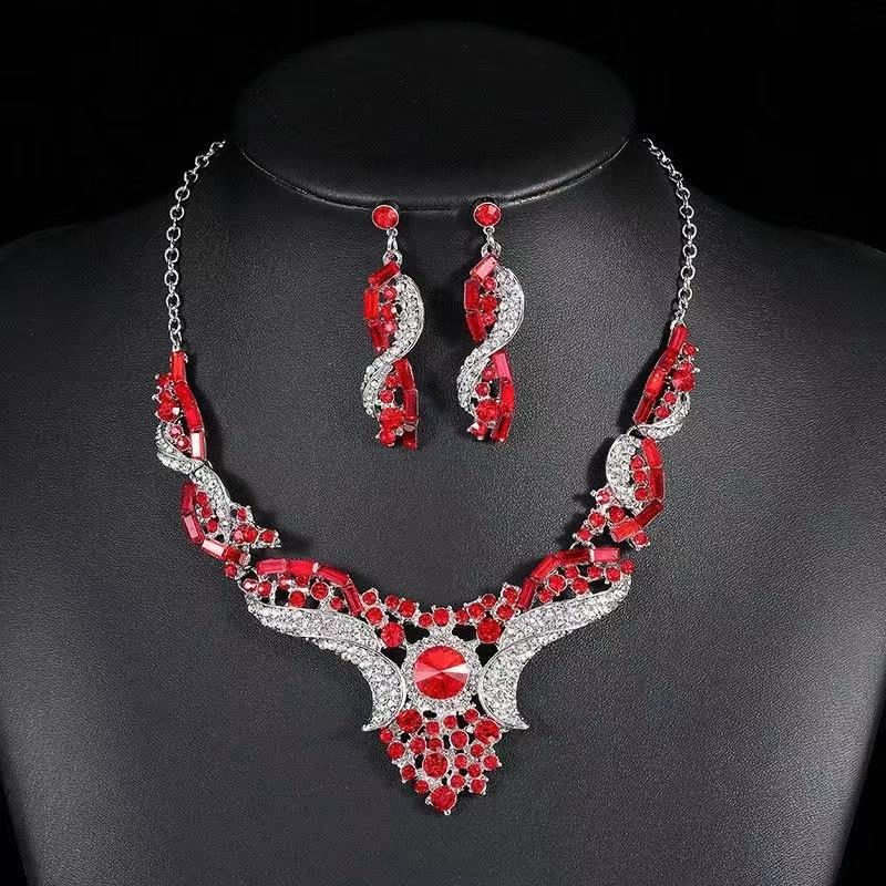 

Набор из 2 женских подвесок со стразами, винтажное ожерелье, серьги, ювелирные изделия