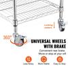 Kitchen Utility Cart, 3 Tiers, Wire Rolling Cart with 470LBS Capacity, Steel Service Cart On Wheels, Metal Storage Trolley with 76mm Basket Curved