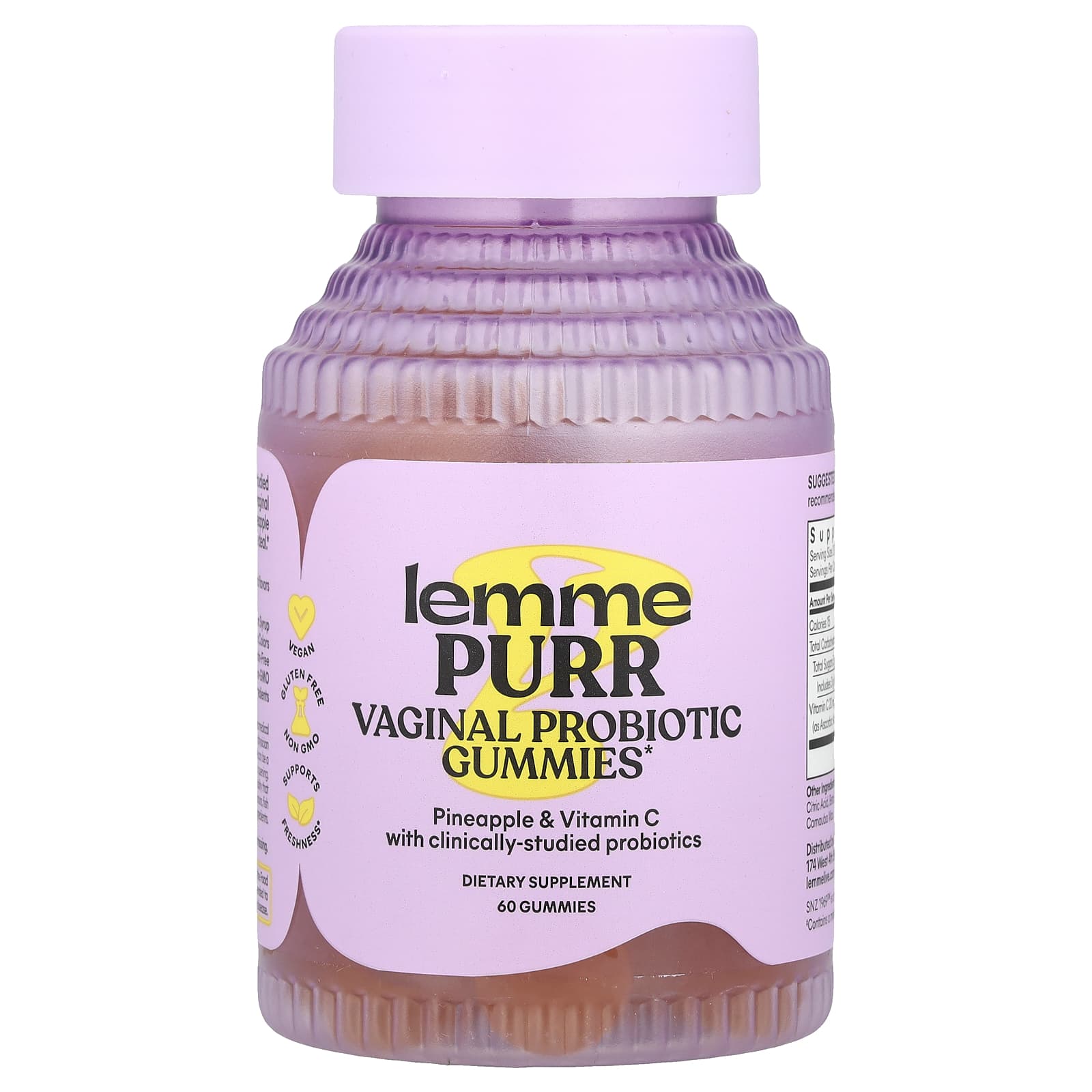 

Purr, Quality Probiotic Gummies, Pineapple, 60 Gummies