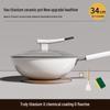 Titanium Ceramic Flat-Bottomed Non-Stick Stir-Fry Pan, Milk White, Wear-Resistant and Scratch-Resistant for Kitchen Use