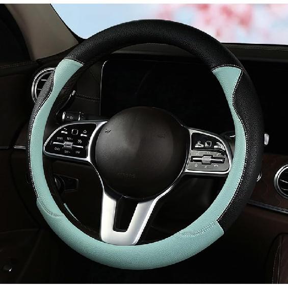 YUNZLAN Stylish Cute Cat Ear Steering Wheel Cover For Women Girl,Leather Auto Car Steering Wheel Cover Universal Fit 15 Inch Car Interior Accessories