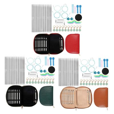 11Pairs Interchangeable Stainless Steel Circular Knitting Needle 2.0mm-5.0mm with Storage Case for Weaving Crafting