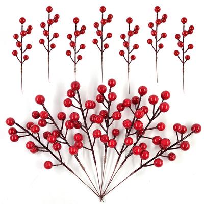 1PCS Christmas Red Berries Ornament Artificial Foam Berry Flower Branches DIY Wreath Xmas Tree Wedding Party Home Decoration