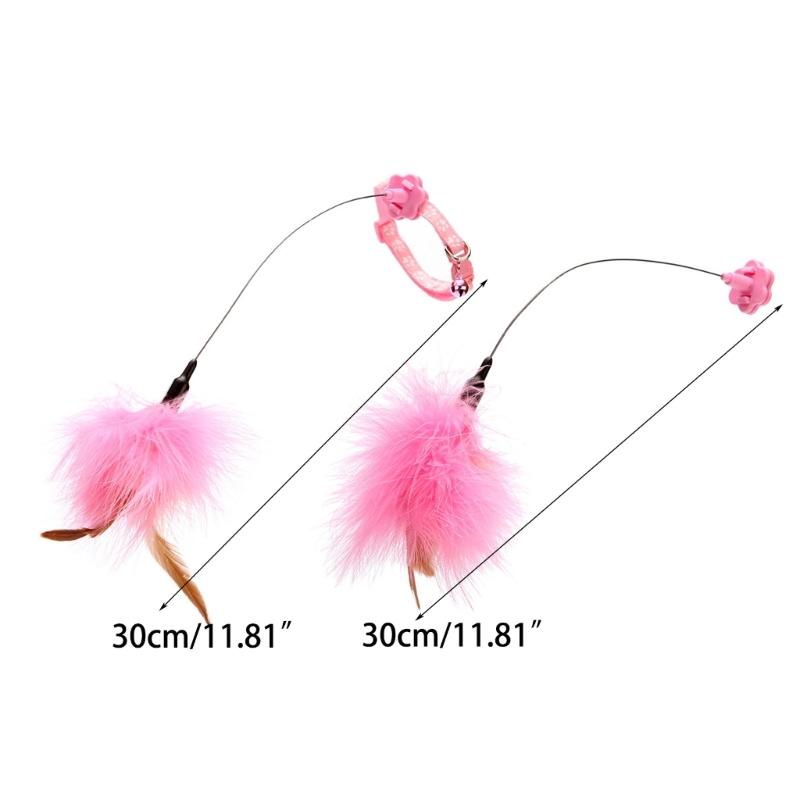 Cat Feather Toy with Collar Exercise Indoor Kitten Self-entertaining Accessories Funny Cat with Feather Bells-