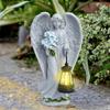 Solar Powered Outdoor Garden Angel Statue With Lantern Decor Yard Patio Villa Lawn Lighting