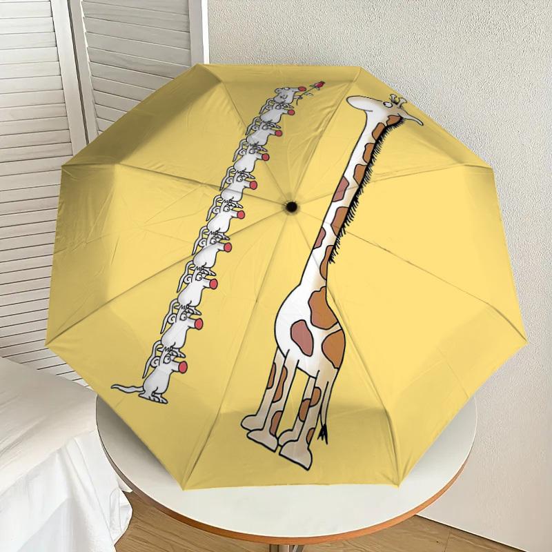 1PC giraffe mouse Umbrella-8-Rib Reinforced, Automatic Open, Lightweight & Durable, Cute Fashion Accessory for Outdoor-P96