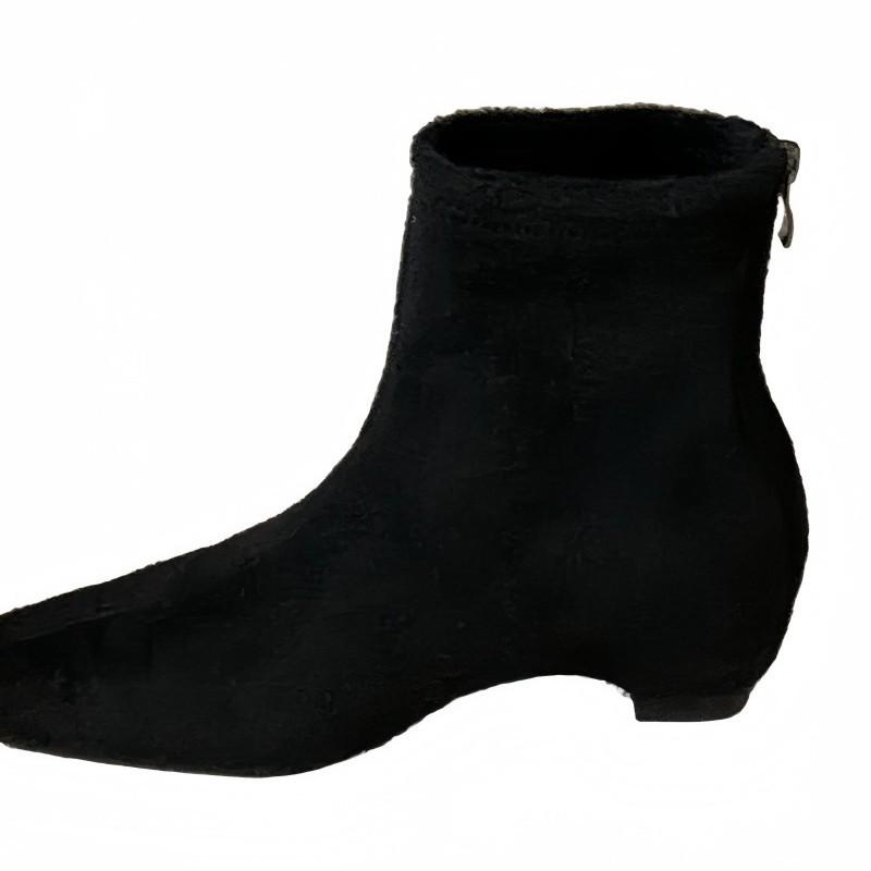 Low-heeled suede square-headed short boots women's 2025 autumn and winter new temperament suede women's boots, wedge-heeled rear zipper fashion boots