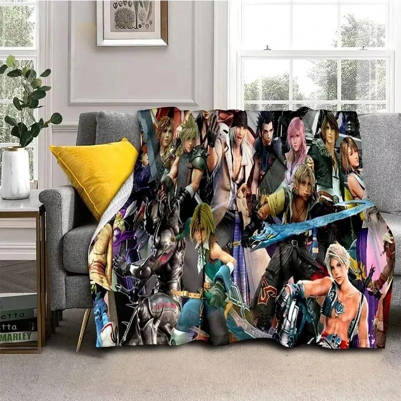 New Final Fantasy Series Soft Flannel Blanket for Bed Sofa Bedroom Picnic  Cozy Throw Blanket for Outdoor Leisure Nap Gift 100x150cm