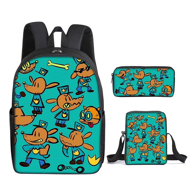Klassiek Nieuwigheid Luxe Hond Man 3D Print 3 stuks/Set leerling Schooltassen Laptop Dagrugzak Rugzak Schuin gedragen schoudertas Etui