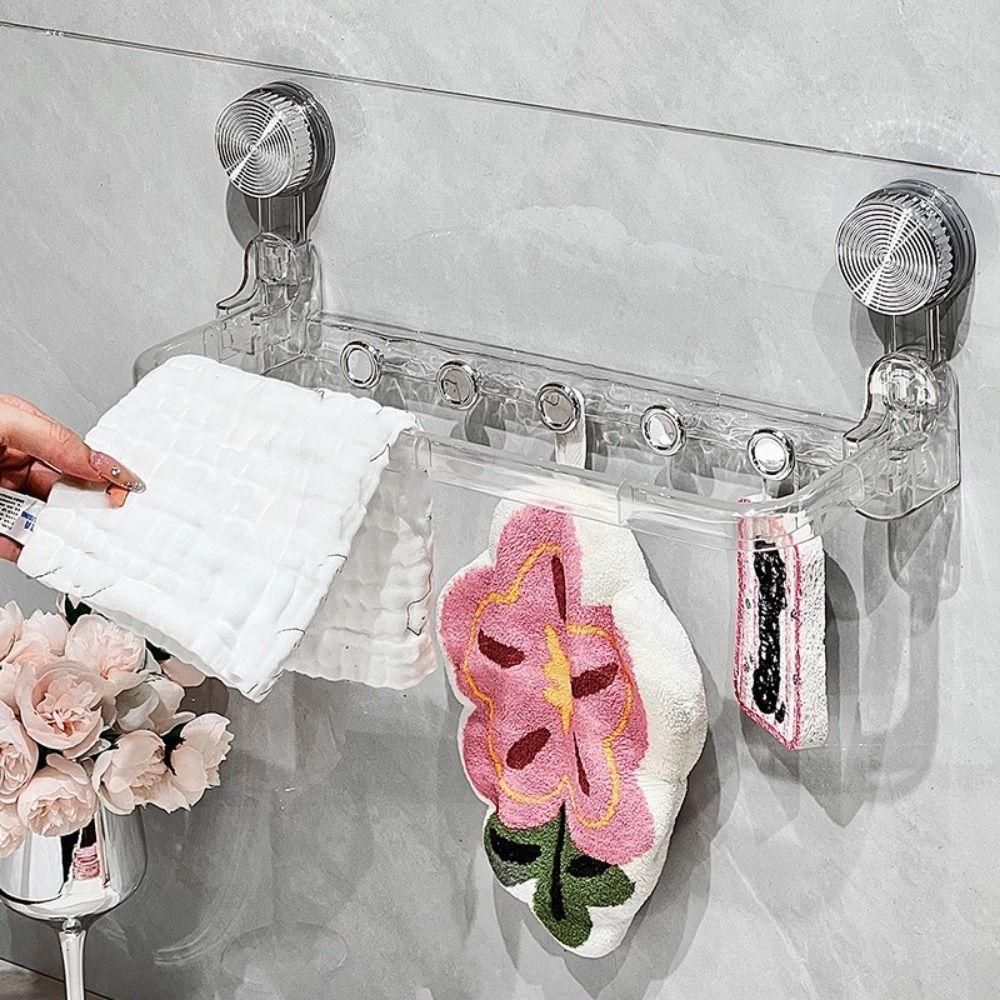 Punch Free Towel Storage Rack Wall Mounted Faucet Shelf Practical Towel Bar for Home