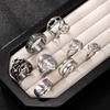 Ensemble de Bagues Croisées Empilables pour Homme en Acier Inoxydable - Bijoux Rétro en Acier Titane