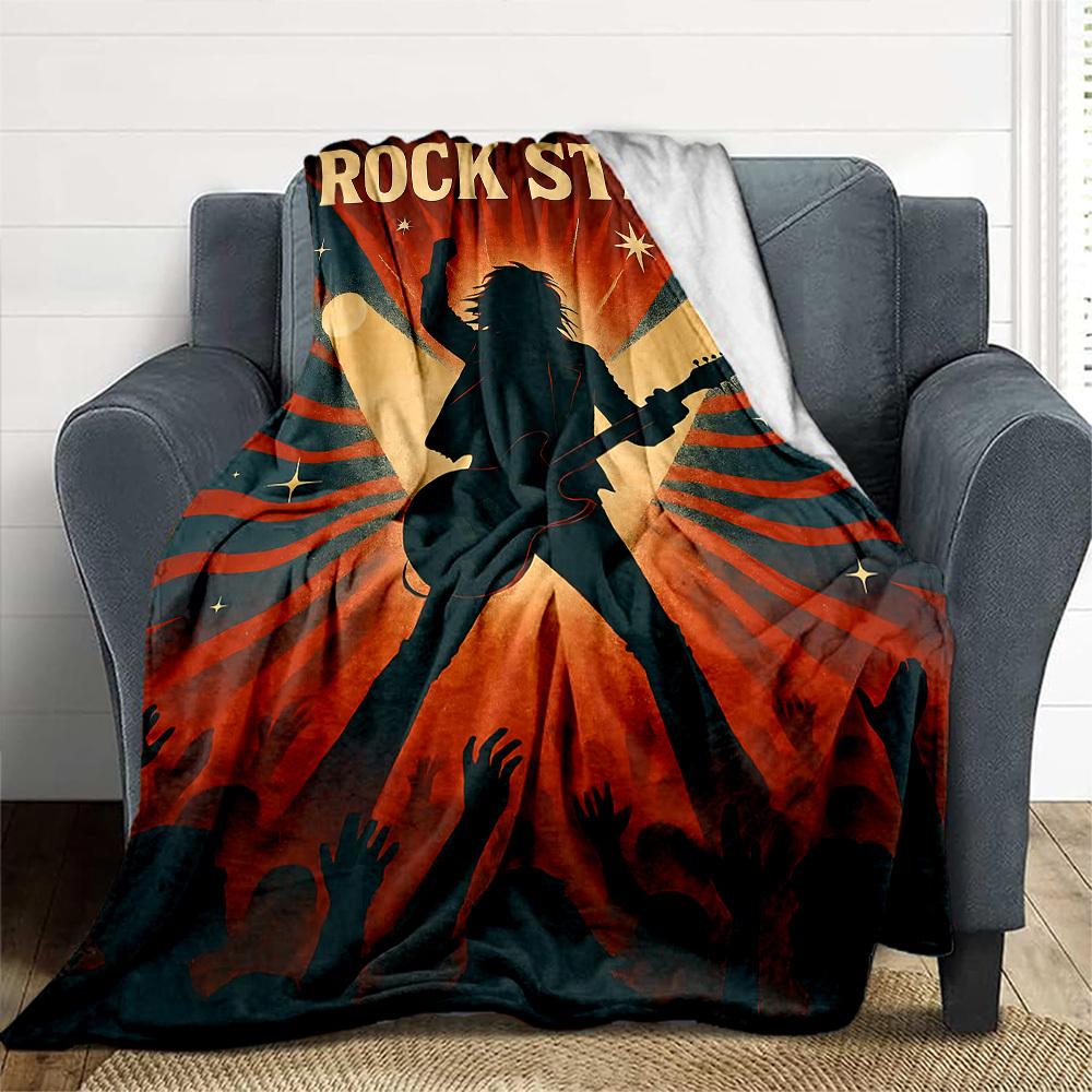1pc Rock Star Outdoor Blanket Lightweight Flannel, All-Season Use for Sofa, Bed, Travel, Camping, Living Room, Office, Couch008