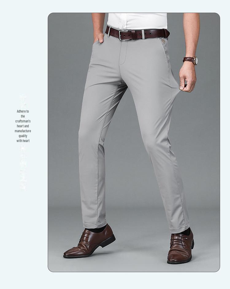Men's Four-Way Stretch Casual Pants: Autumn/Winter Straight-Fit, High-Elastic Business Trousers