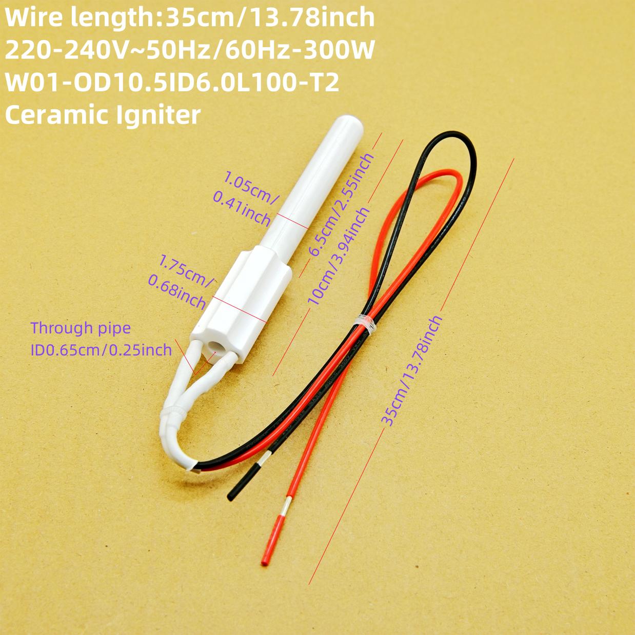 220V300W pellet stove Ignitor black Ceramic Igniter Ceramic Heating Tubespark plug for pellet stove10.5*6*100mm W01L10T230V300W WL13