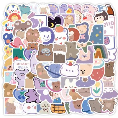 90 Cartoon Cute Bear Doodle Stickers Suitcase Motorcycle Laptop Waterproof Stickers