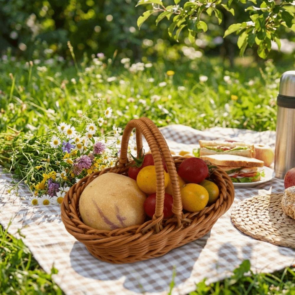 Household Bread Container Portable Faux Wicker Tray Fruit Storage Baskets  Restaurant Use