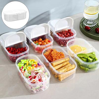 Double Compartment With Lid Food Dried Fruit Sealing Jar Multifunctional Kitchen Refrigerator Plastic Storage Jar