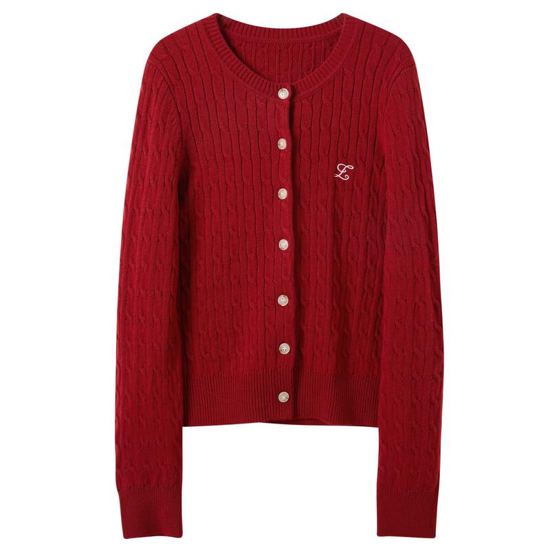 Sancai 2026 Winter Cable Knit Embroidered Cardigan