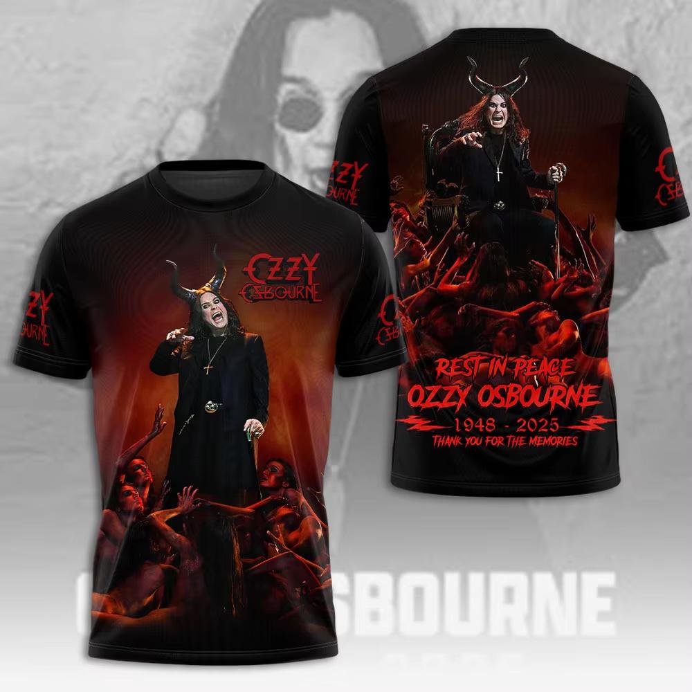 Ozzy Osbourne Vintage 3D Print T Shirt Heavy Metal Rock Singer Memorial Portrait Graphic Short Sleeve Streetwear Tops Fashion