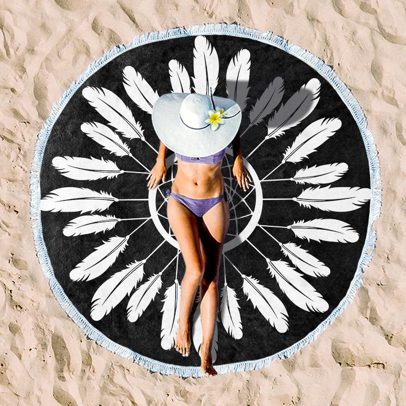 Serviette de Plage Ronde en Fibre Ultra-Fine pour Adultes - Personnalisable, Serviette de Sport et de Bain Absorbante