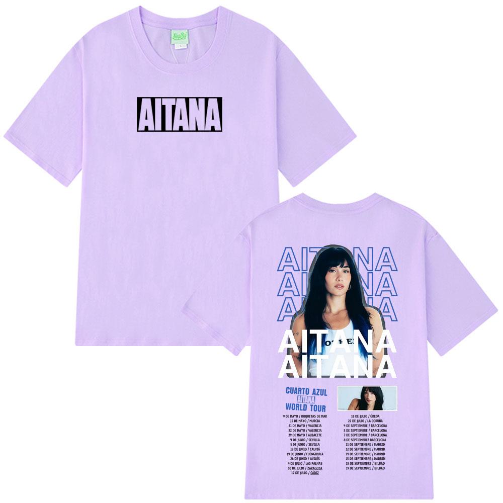 Singer Aitana Cuarto Azul Album 2026 Tour T Shirt Men Women Aesthetic Trend T-shirt Short-sleeved Loose Casual Cotton T-shirts