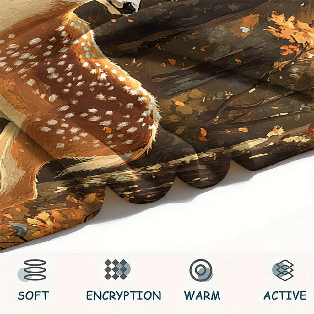 Deer Print Flannel Blanket, High Quality Comfortable for All Seasons, Home Decor, Warmth and Comfort, Perfect for Christmas Gifts