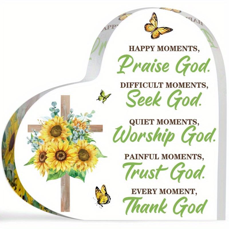 

Христианский пресс-папье «Подсолнух». Акриловый декор со стихом из Библии для учителей, друзей и дома. чистый