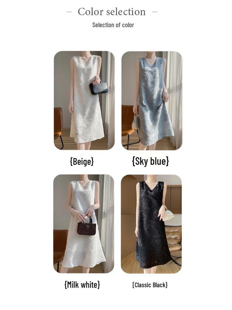 Silk Satin Women's V-neck Sleeveless Cut-out Midi Dress - Summer 2025 Collection