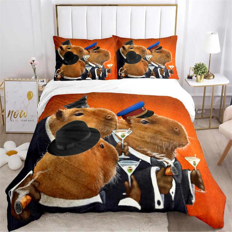 Милый аниме-капибара Kawai всесезонный комплект постельного белья с наволочкой для дома Twin Full Queen King детский подарок