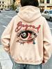 Beyond Bright Eye Printed Hoodies Womens Winter Loose Pocket Pullovers Casual Jogging Sweatshirts Sporty Fleece Warm Clothes