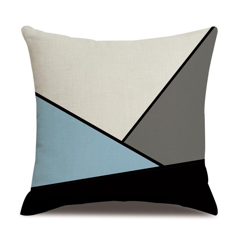 

Blue Triangle Line Mediterranean Style Geometric Graphic Pillow Cushion Cover 45Cm without pillow core