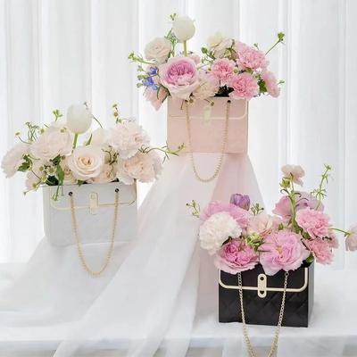 Paper Handy Gift Bag Flower Box Handy Gift Bag Basket Wedding Party Valentine's Day Gift Rose Flower Storage Packaging Birthday
