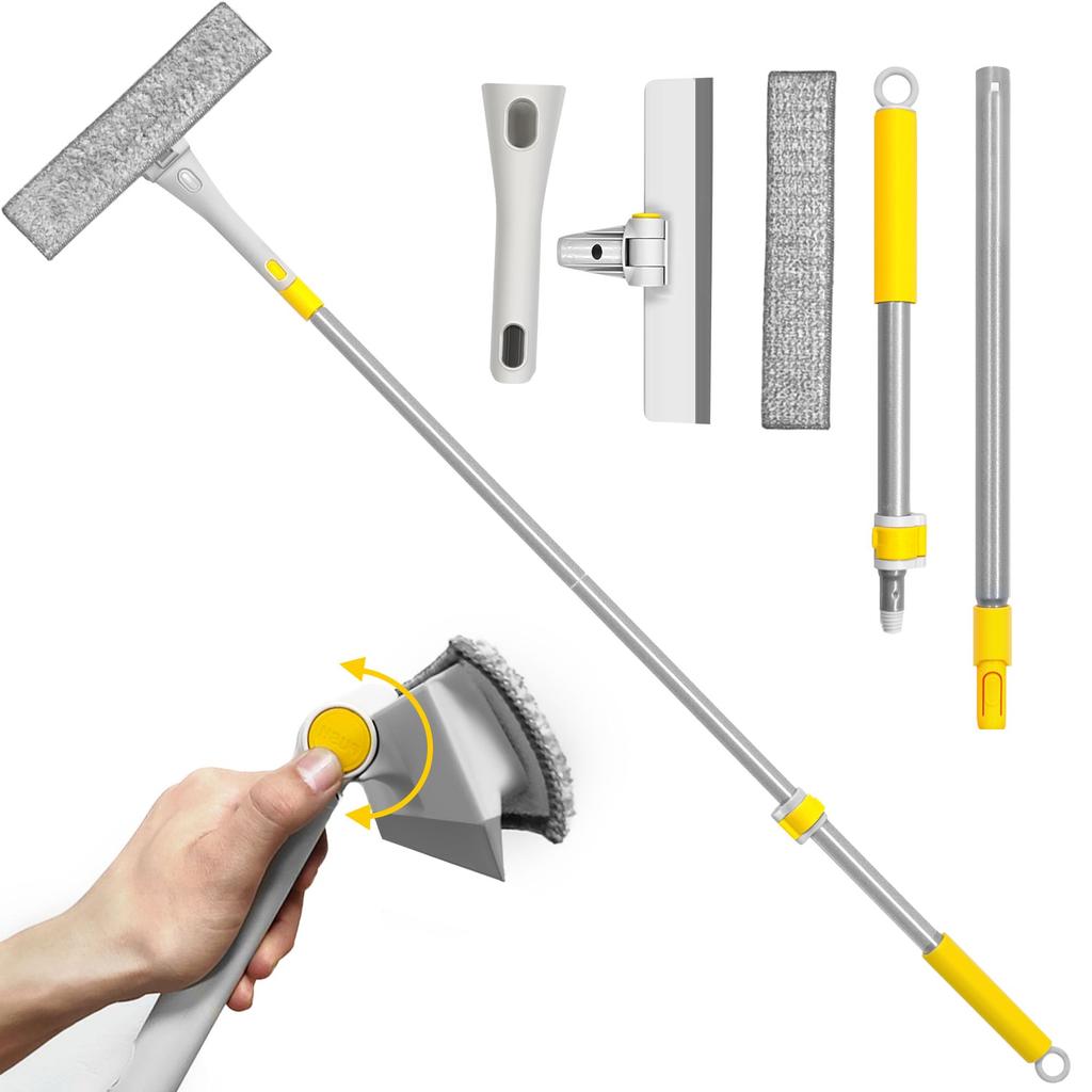 JEHONN Squeegee Dry Wiper 126cm Bath Glass Wiper Drain Wiper Cleans Water from Extendable, Mirrors/Walls/Windows/Grounds/Ceilings (Yellow)