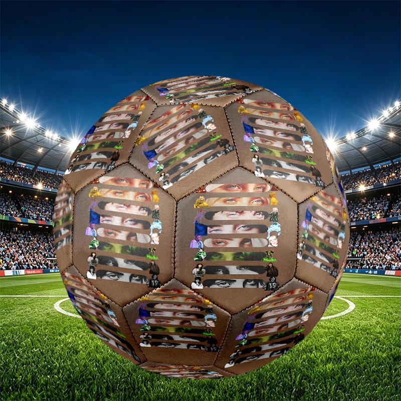 Billie Eilish Print Size 5 Soccer Ball, PU Wear Resistant Football for Match Training and Daily Practice, Birthday Gift for Soccer Fans