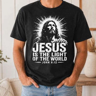 Jesus Is The Light Of The World and Kids Tshirt, John 8:12 Christian Tee, Bible Verse Faith Based Gift