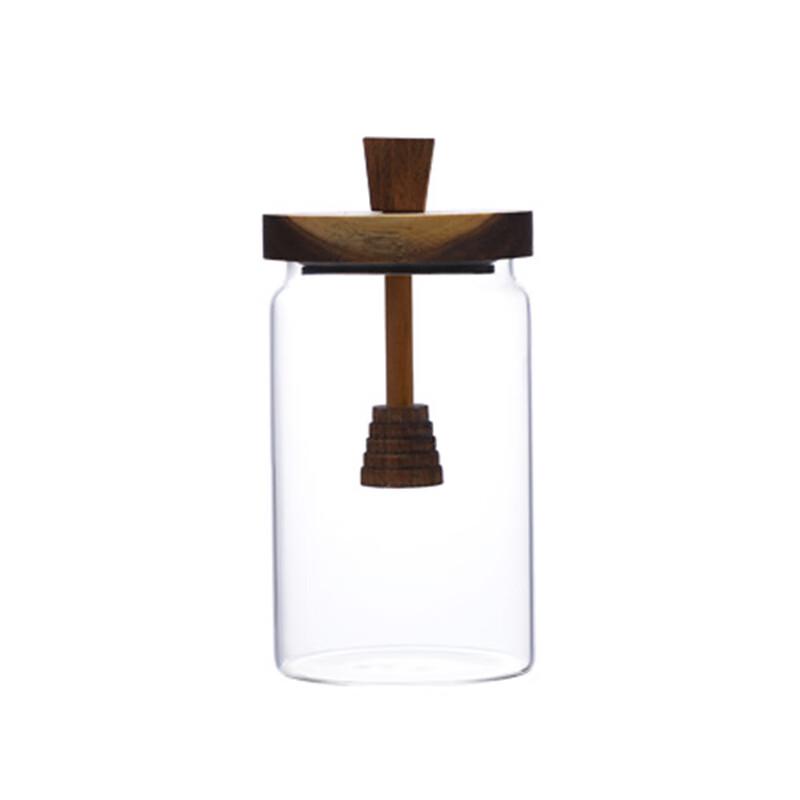 Shangqi Striped Glass Storage Jar with Honey Dipper