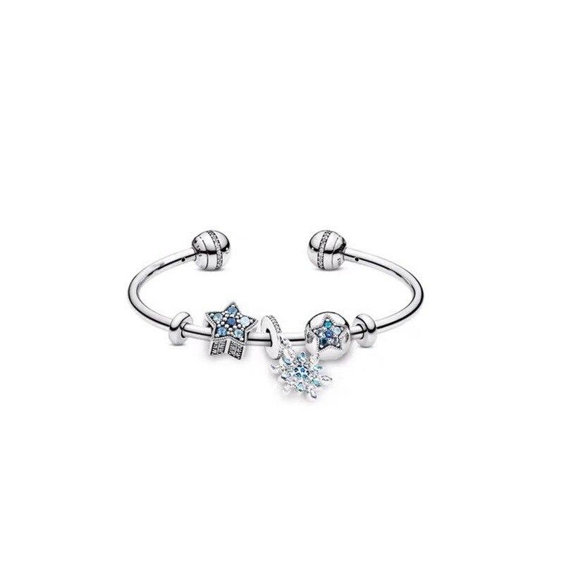 

Оригинальный изысканный кулон в виде звездного конверта из стерлингового серебра 925 пробы с хрустальным браслетом, подходит для оригинального Pan Charm Diy Jewelry 19CM